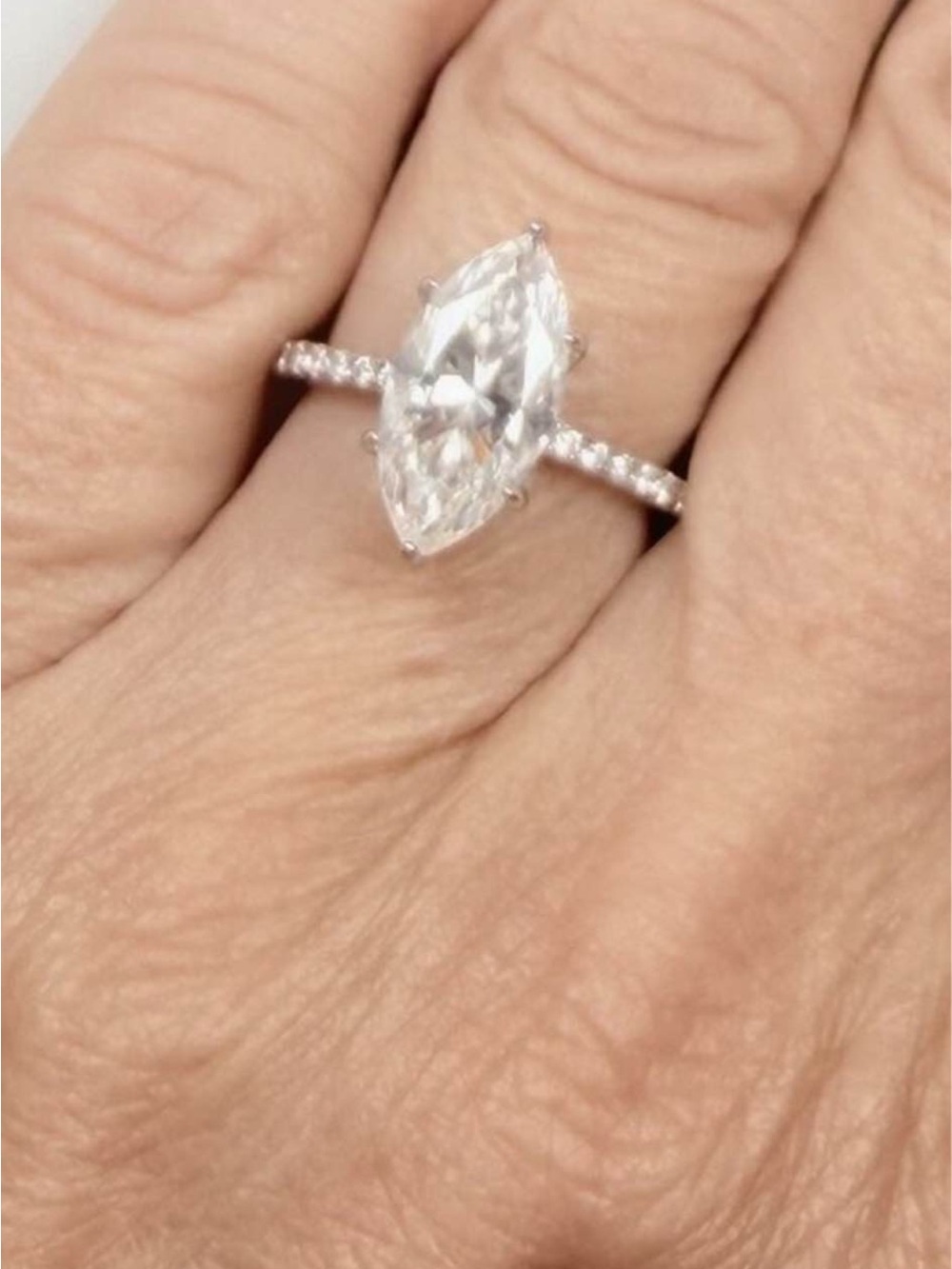 3 carat Moissanite Marquise-Cut Solitaire Engagement Ring in s925 s7